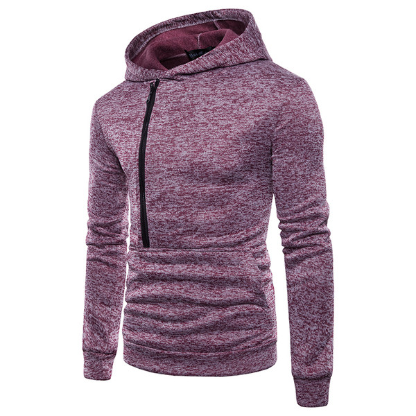 Férfi sportpulóver kapucnival, zsebekkel és cipzárral