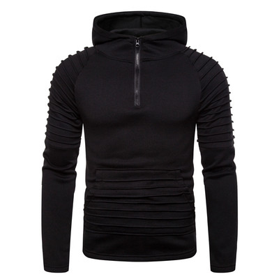 Kapuutsi ja lukuga meeste sportlik dressipluus