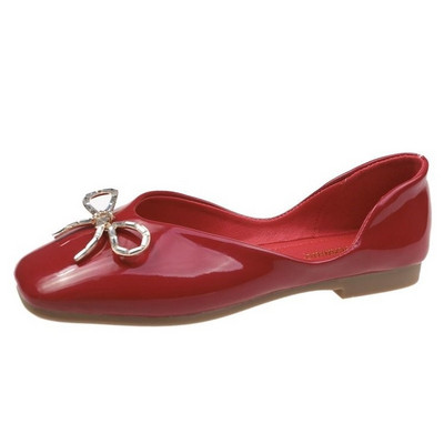 Γυναικεία έκο δερμάτινα παπούτσια με επίπεδη σόλα και κορδέλα