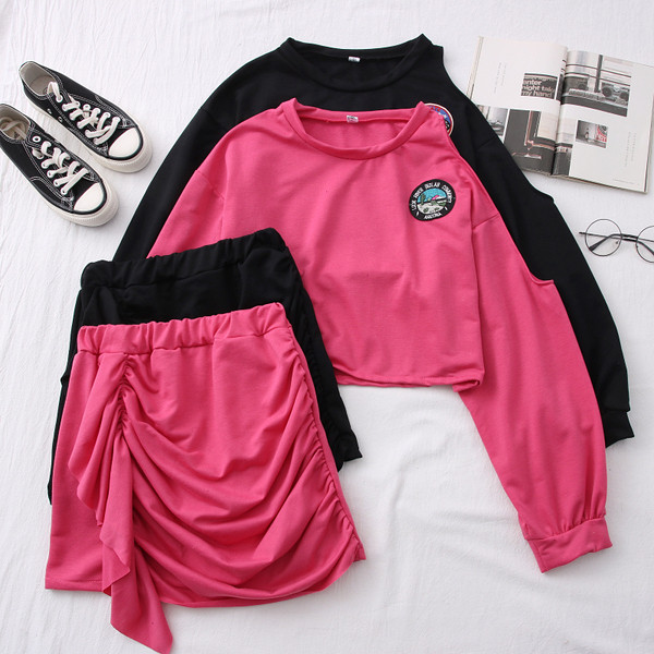 Καθημερινό γυναικείο σετ από δύο μέρη - φούστα και μπλούζα