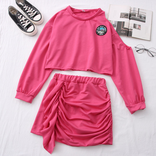 Καθημερινό γυναικείο σετ από δύο μέρη - φούστα και μπλούζα