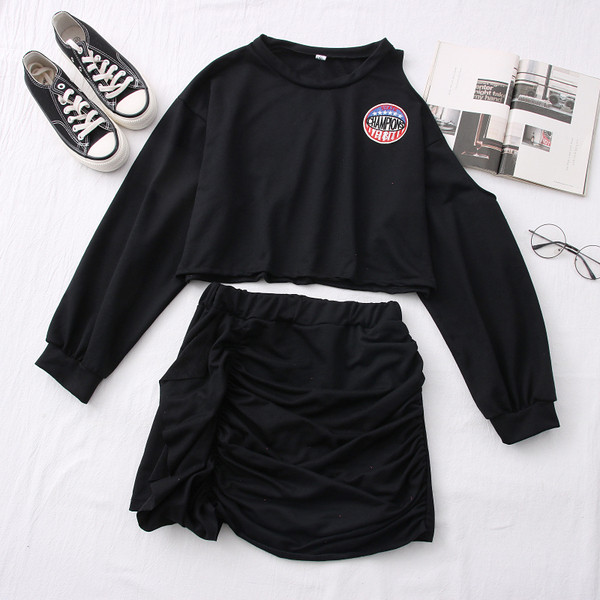 Καθημερινό γυναικείο σετ από δύο μέρη - φούστα και μπλούζα