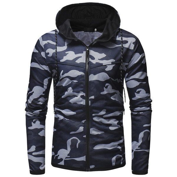 Kapuutsiga ja kamuflaažimustriga meeste sportlik dressipluus