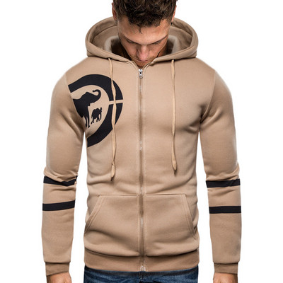 Sport és hétköznapi férfi pulóver kapucnival és rátéttel