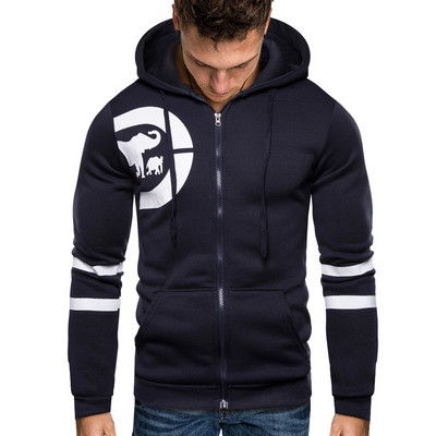 Sport és hétköznapi férfi pulóver kapucnival és rátéttel