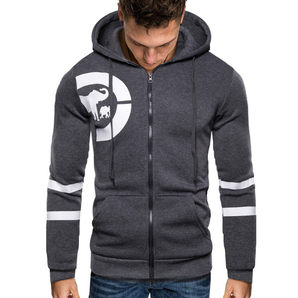 Sport és hétköznapi férfi pulóver kapucnival és rátéttel