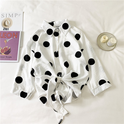 Γυναικείο πουκάμισο πουά με μακριά μανίκια