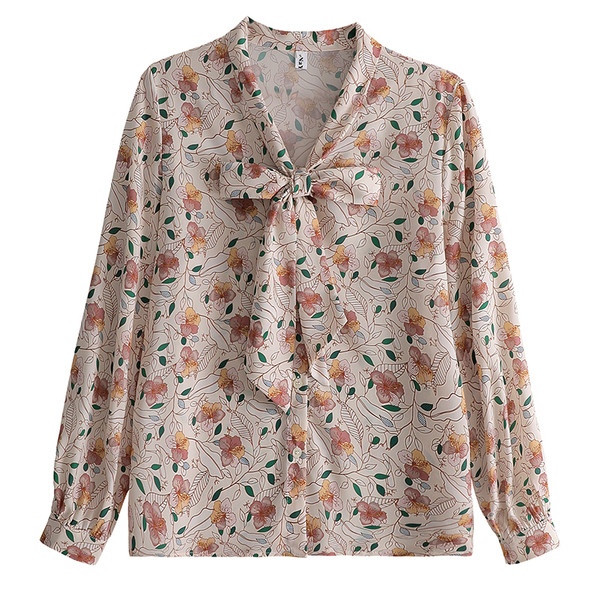 Moodne lillemotiivide ja lipsudega naiste särk