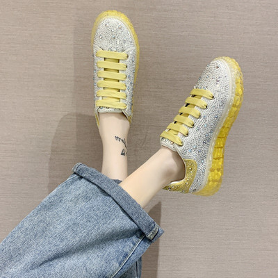 Γυναικεία casual αθλητικά παπούτσια με διακοσμητικές  πέτρες και κορδόνια