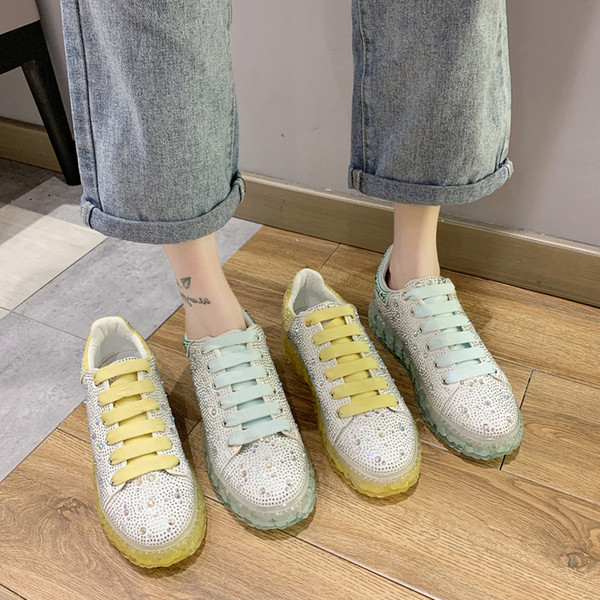 Γυναικεία casual αθλητικά παπούτσια με διακοσμητικές  πέτρες και κορδόνια