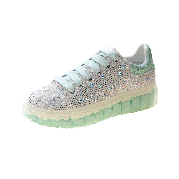 Γυναικεία casual αθλητικά παπούτσια με διακοσμητικές  πέτρες και κορδόνια
