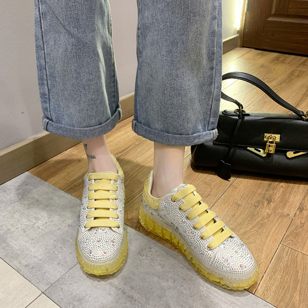 Γυναικεία casual αθλητικά παπούτσια με διακοσμητικές  πέτρες και κορδόνια