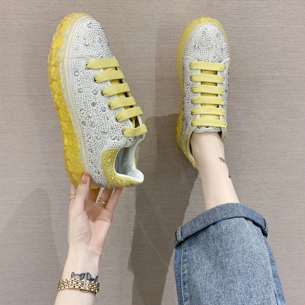 Γυναικεία casual αθλητικά παπούτσια με διακοσμητικές  πέτρες και κορδόνια