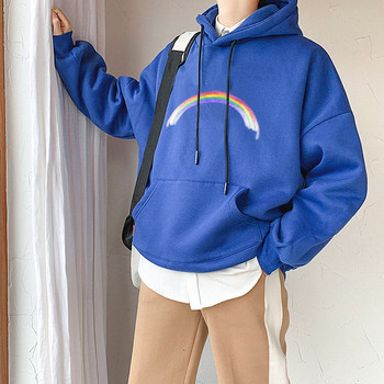 Ανδρικό φούτερ με κουκούλα, τσέπη και απλικέ χρώμα