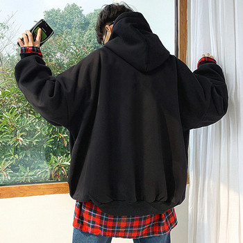 Ανδρικό φούτερ με κουκούλα, τσέπη και απλικέ χρώμα