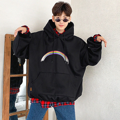 Muška majica s kapuljačom, džepom i aplikacijom u boji