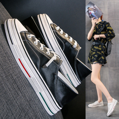 Casual γυναικεία αθλητικά παπούτσια από οικολογικό δέρμα με επίπεδη σόλα