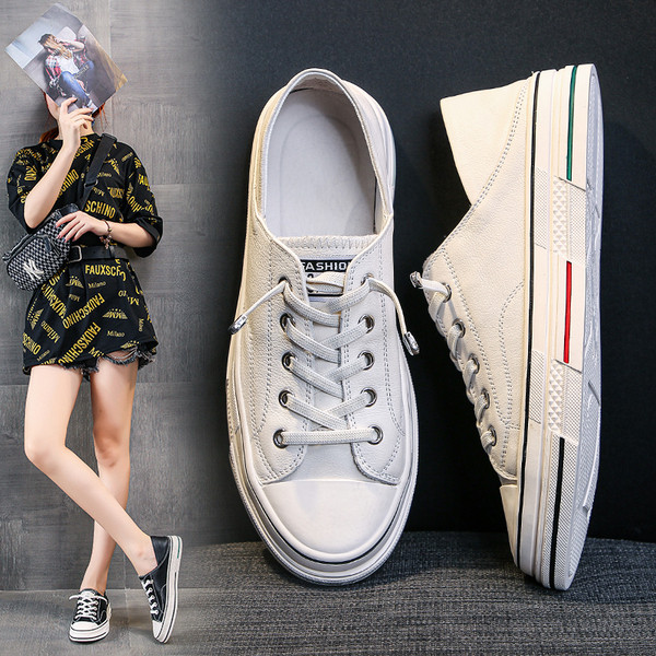 Casual γυναικεία αθλητικά παπούτσια από οικολογικό δέρμα με επίπεδη σόλα