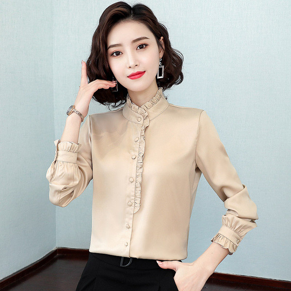 Stílusos női szatén ing gombokkal