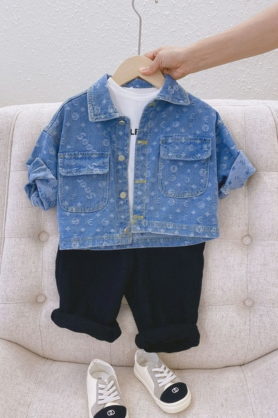 Νέο μοντέλο τζιν μπουφάν για κορίτσια με επιγραφές