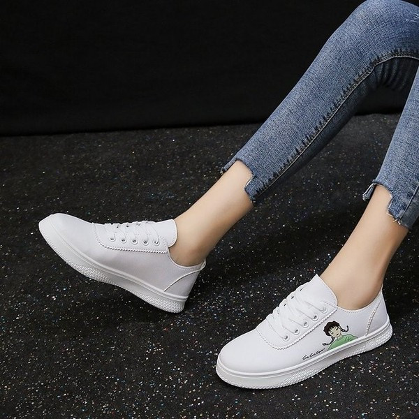 Γυναικεία έκο δερμάτινα πάνινα παπούτσια με εφαρμογή χρώματος