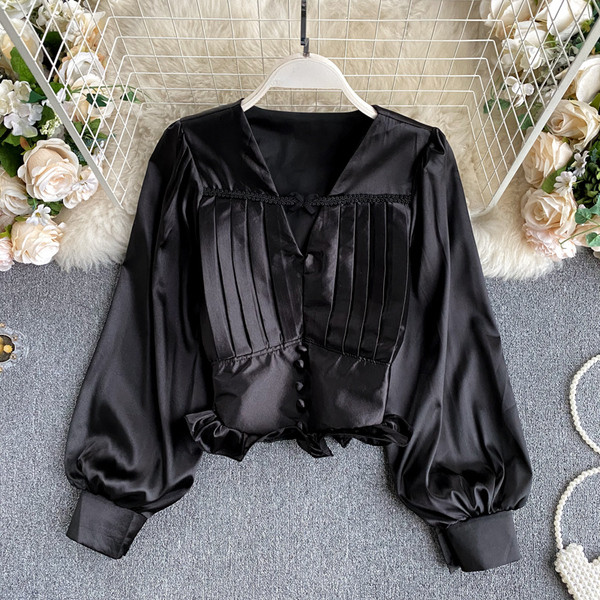 Νέο μοντέλο μοντέρνο γυναικείο πουκάμισο με μακριά μανίκια και λαιμόκοψη