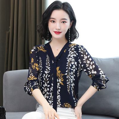 Női sifon ing új modellje - spitz nyakkivágással és nyakkendővel