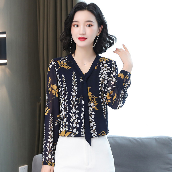 Női sifon ing új modellje - spitz nyakkivágással és nyakkendővel