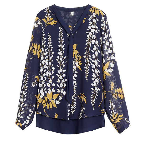 Női sifon ing új modellje - spitz nyakkivágással és nyakkendővel