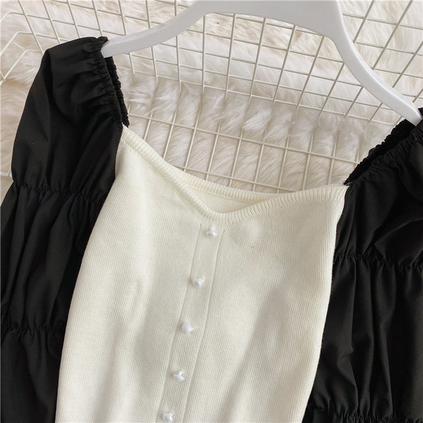 Női hosszú ujjú ing és gombok fehér és fekete színben