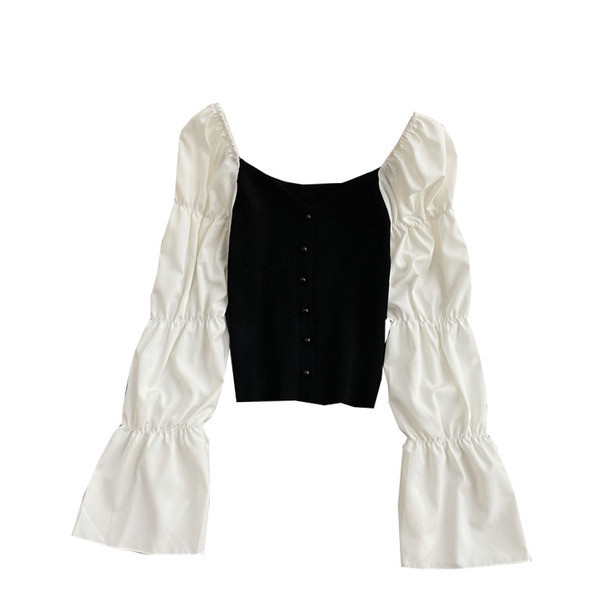 Női hosszú ujjú ing és gombok fehér és fekete színben