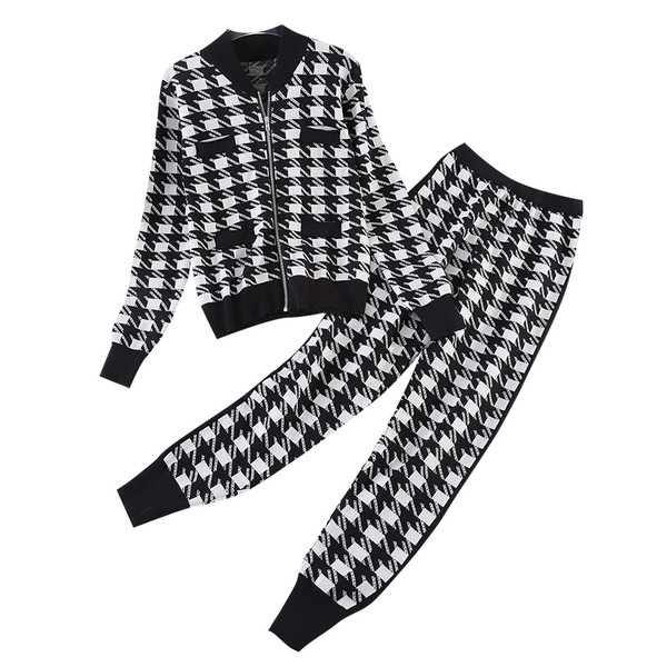 Naiste ruuduline kaheosaline must-valge komplekt