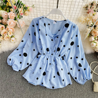 Γυναικείο casual πουκάμισο με λαιμόκοψη και φαρδιά μανίκια