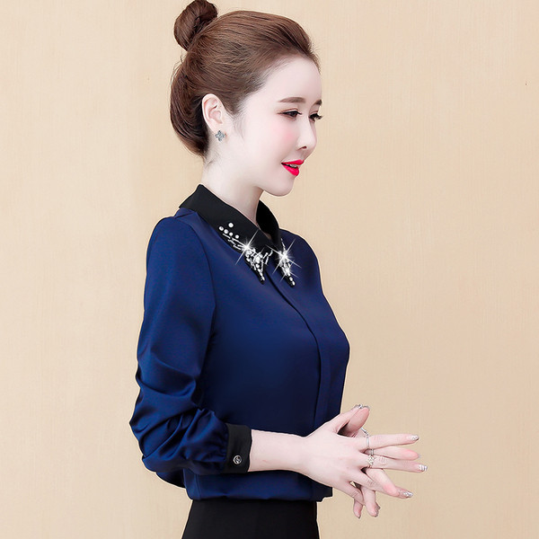 Moodne naiste särk krae ja kivikestega