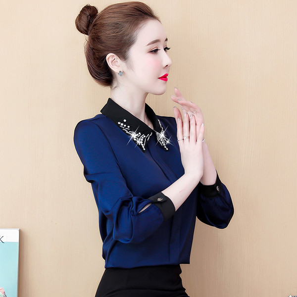 Moodne naiste särk krae ja kivikestega