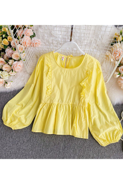 Alkalmi női ing kerek nyakkivágással és fürtökkel