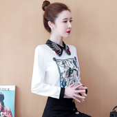 Új modell női ing gallérral és mintával - retro stílusú