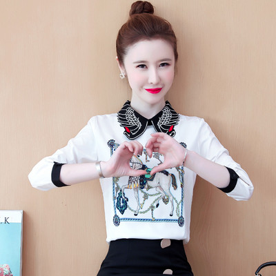 Új modell női ing gallérral és mintával - retro stílusú