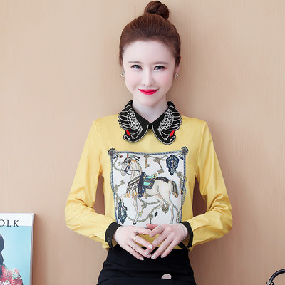 Új modell női ing gallérral és mintával - retro stílusú