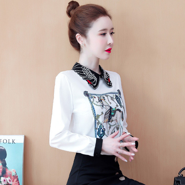 Új modell női ing gallérral és mintával - retro stílusú