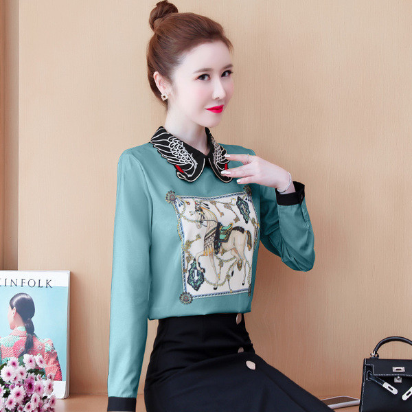 Új modell női ing gallérral és mintával - retro stílusú