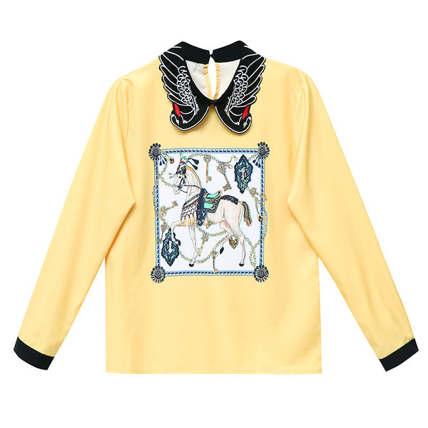 Új modell női ing gallérral és mintával - retro stílusú