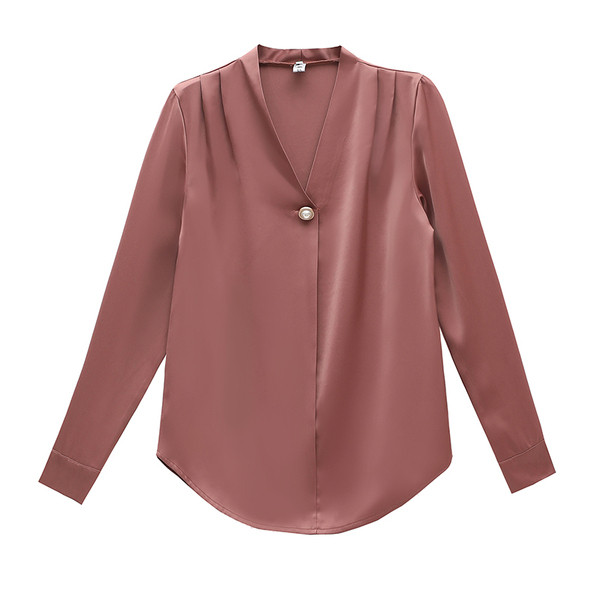 Elegantne pikkade varrukate ja V-kaelusega naiste särk