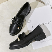 Női eko bőr cipő fekete és bézs színű szalaggal