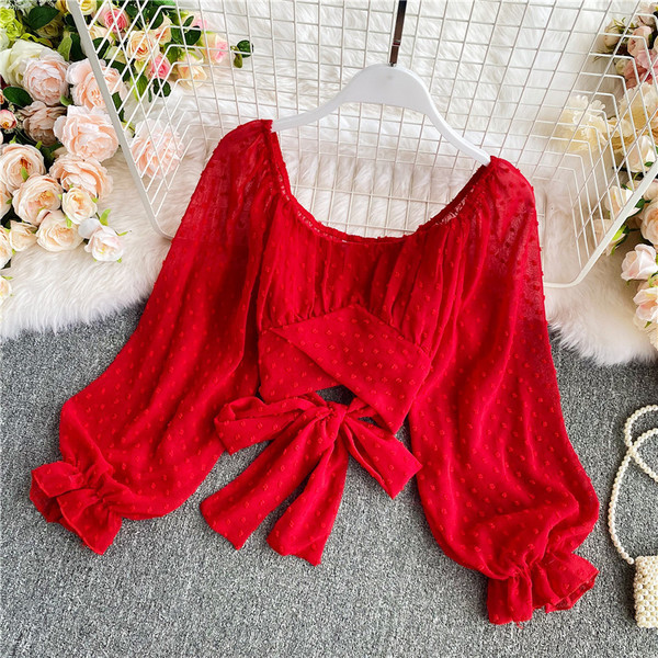 Modern női ing ovális nyakkivágással és szalaggal a hátán