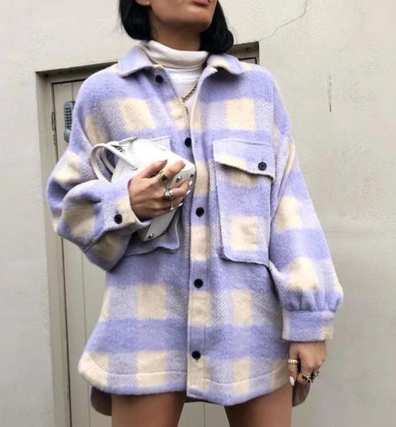 Φθινόπωρο-χειμώνα καρό πουκάμισο για γυναίκες