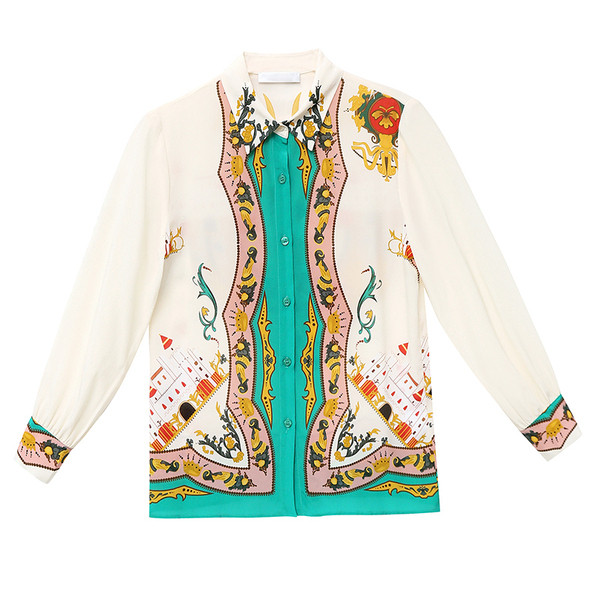 Värviline naiste särk - klassikalise krae ja pikkade varrukatega