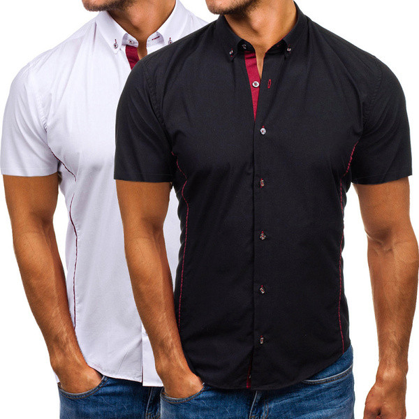 Férfi modern ing sima modell rövid ujjal