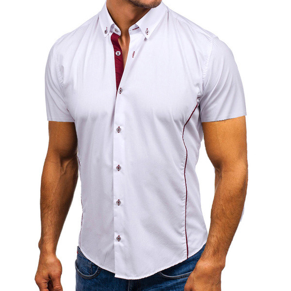Férfi modern ing sima modell rövid ujjal