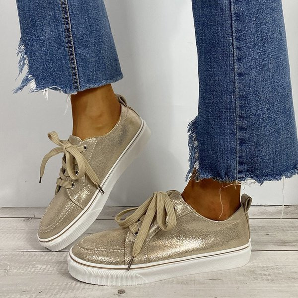 Νέο μοντέλο casual πάνινα παπούτσια σε επίπεδη σόλα - μεγάλο μέγεθος